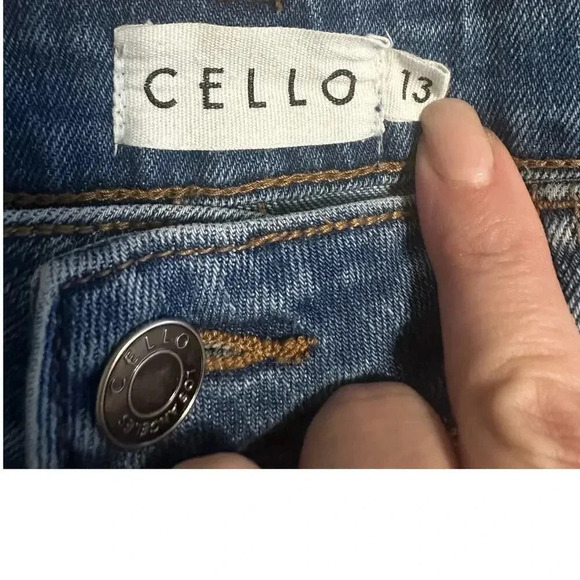 Cello Split Hem Frayed Denim Jeans Size 13 Blue Seam Trendy - Picture 5 of 8